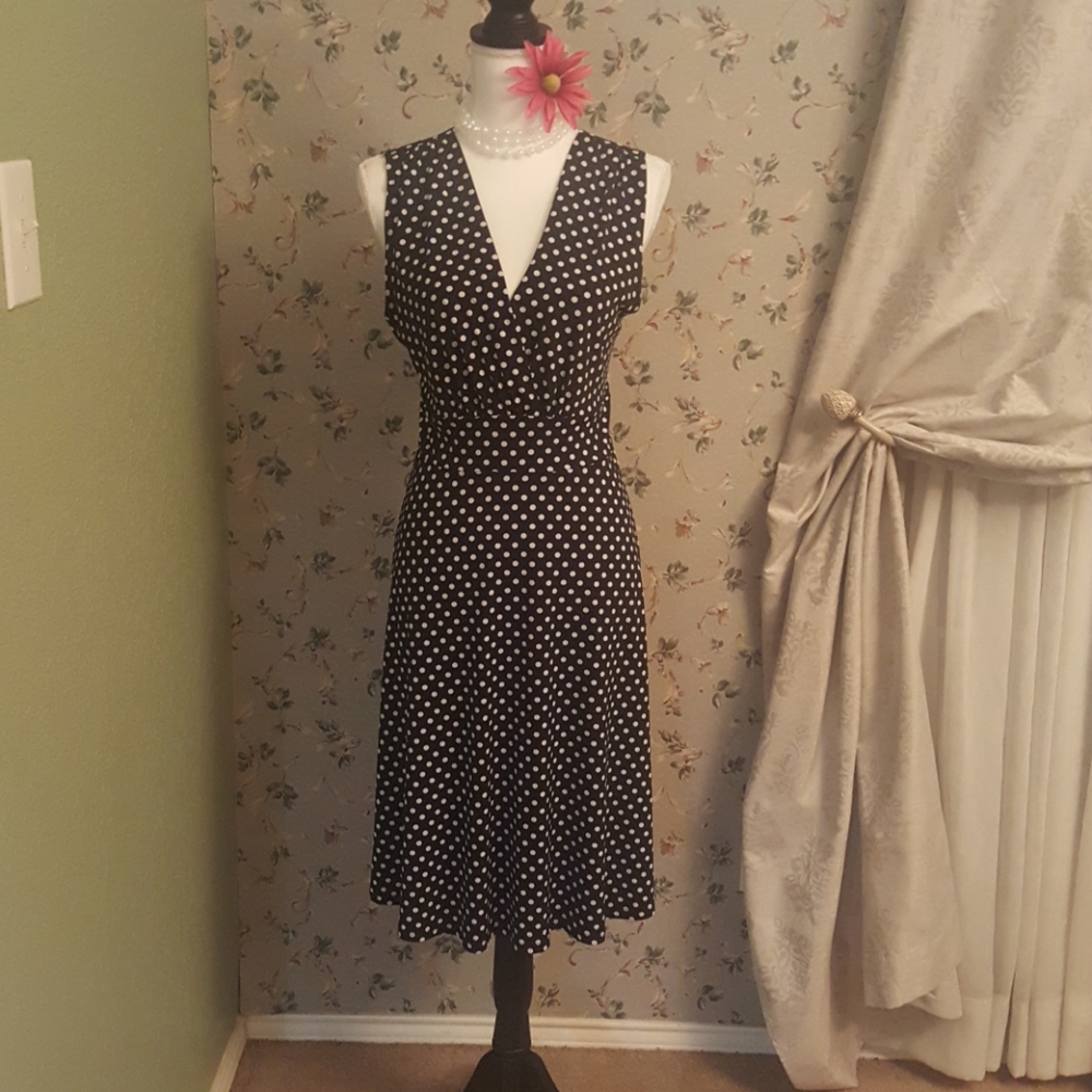 Black dress with white polka dot dress